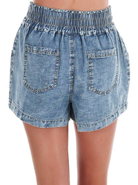 Very J - Women's Elastic Waist Mineral Wash Shorts