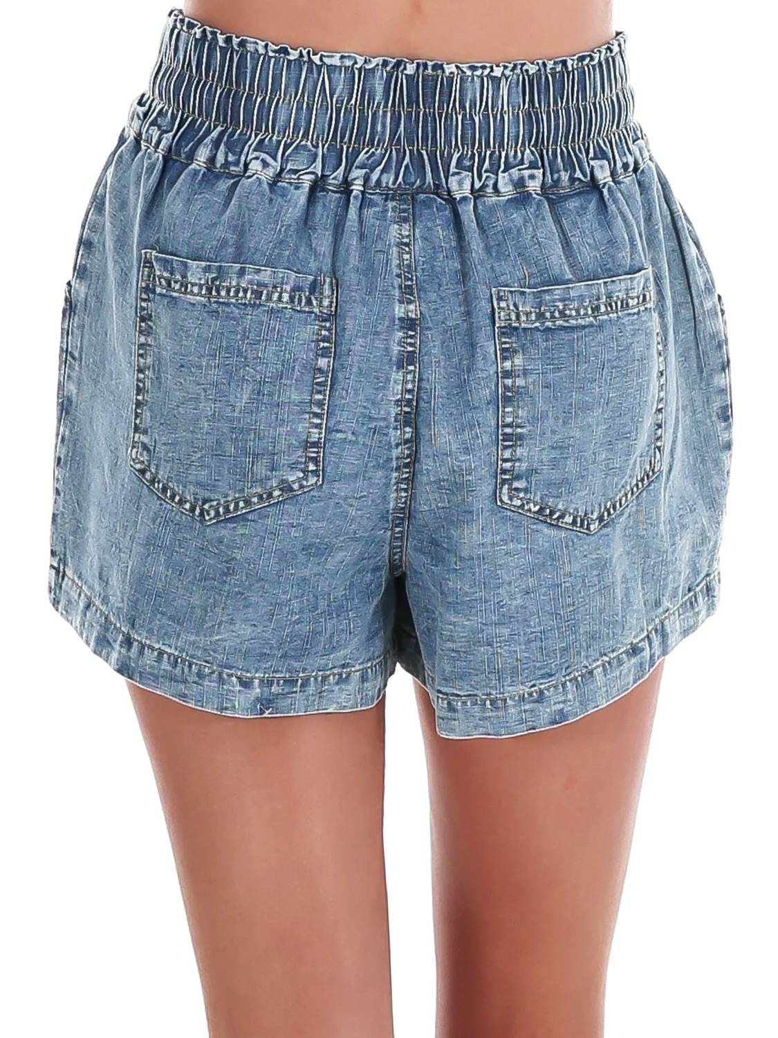 Very J - Women's Elastic Waist Mineral Wash Shorts