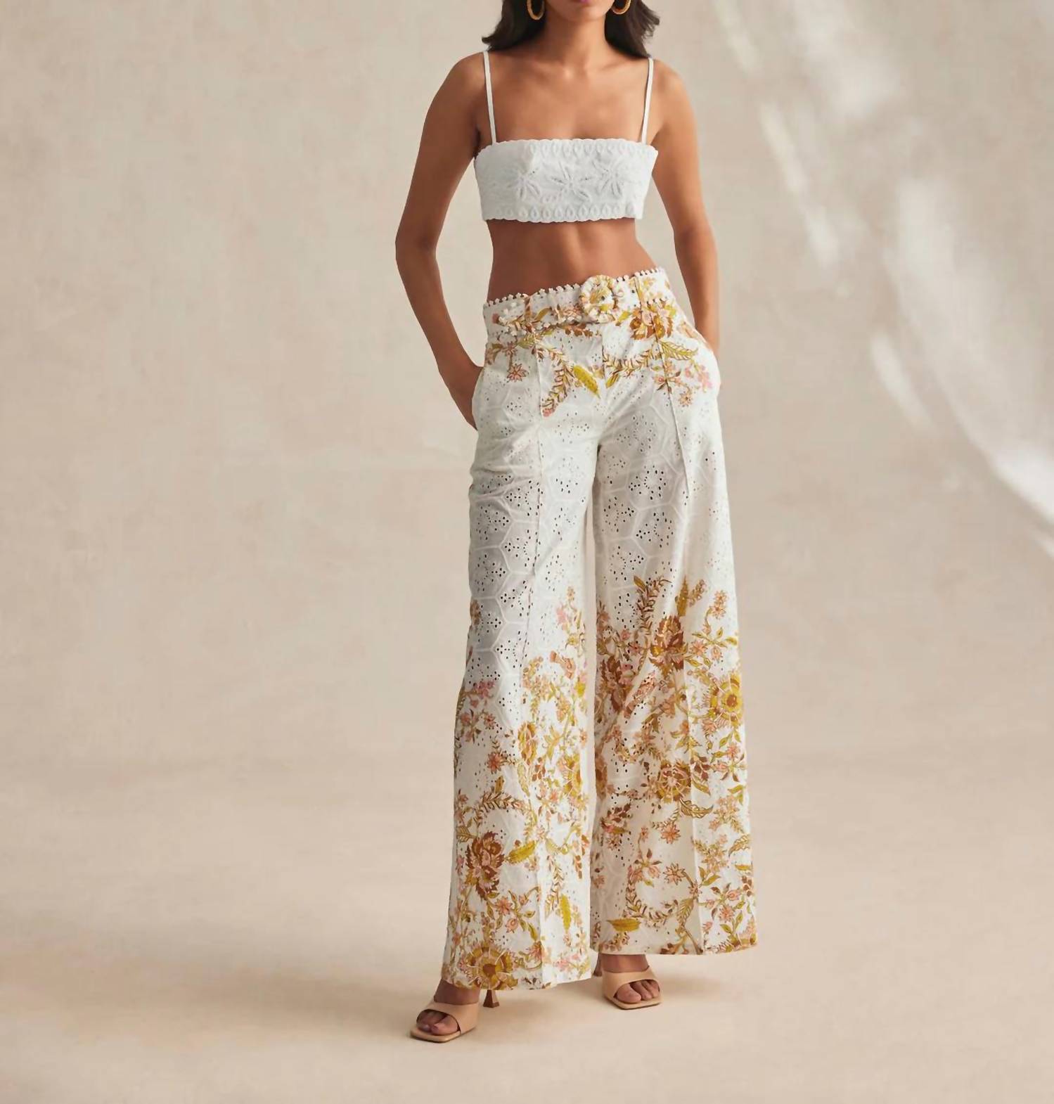 Hemant & Nandita - Flared Pants With Buckle Belt