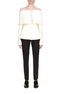 Marina Moscone - Foldover Shawl Off-the-shoulder Jacket