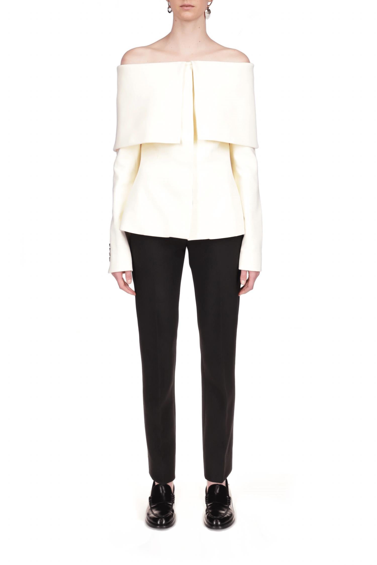 Marina Moscone - Foldover Shawl Off-the-shoulder Jacket