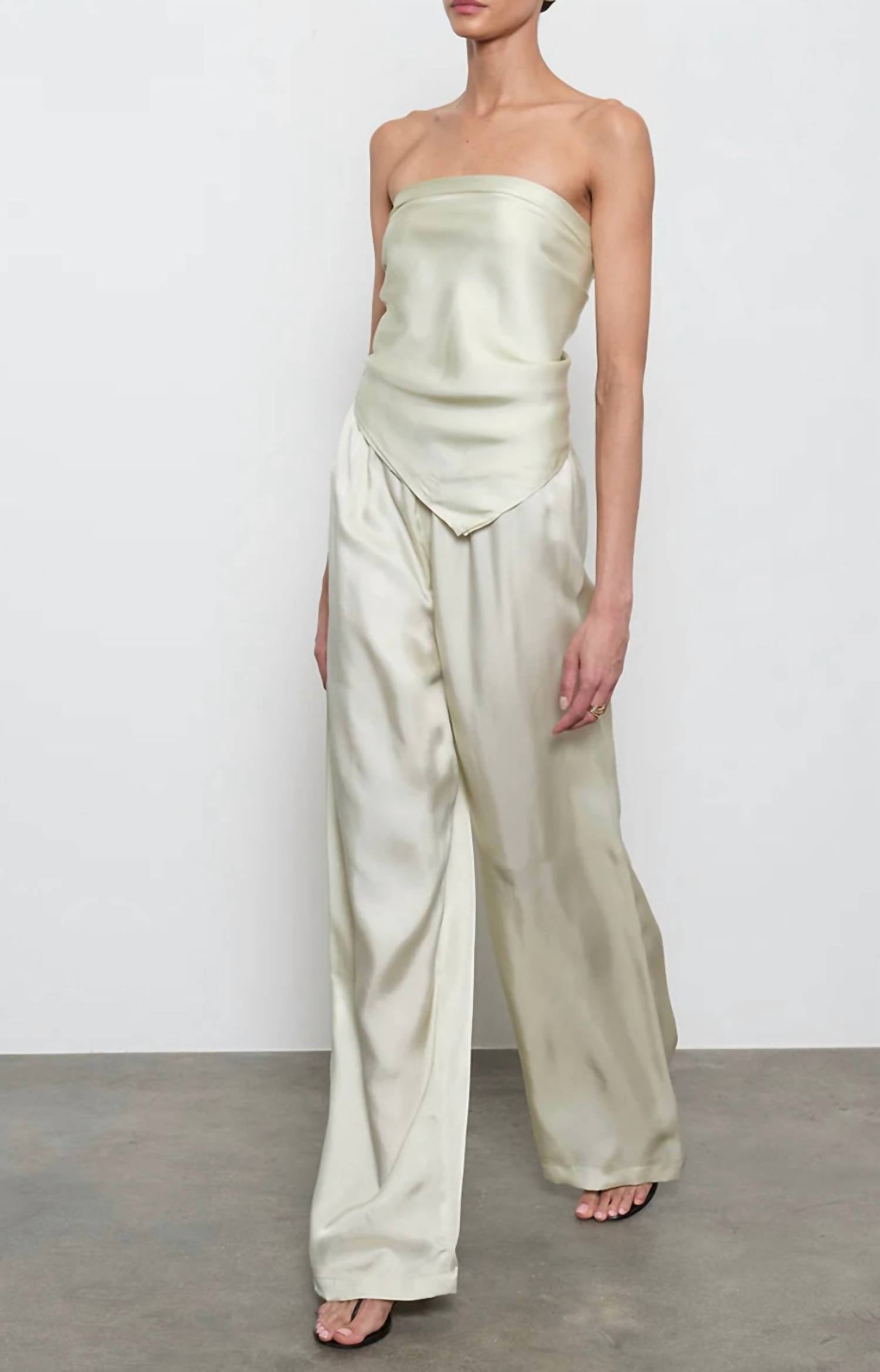 Enza Costa Beach Glass Fluid Twill Pant in white - women's pants - detail view
