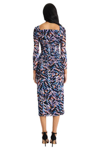 Donna Morgan - Ruched Bodice Mesh Midi Dress