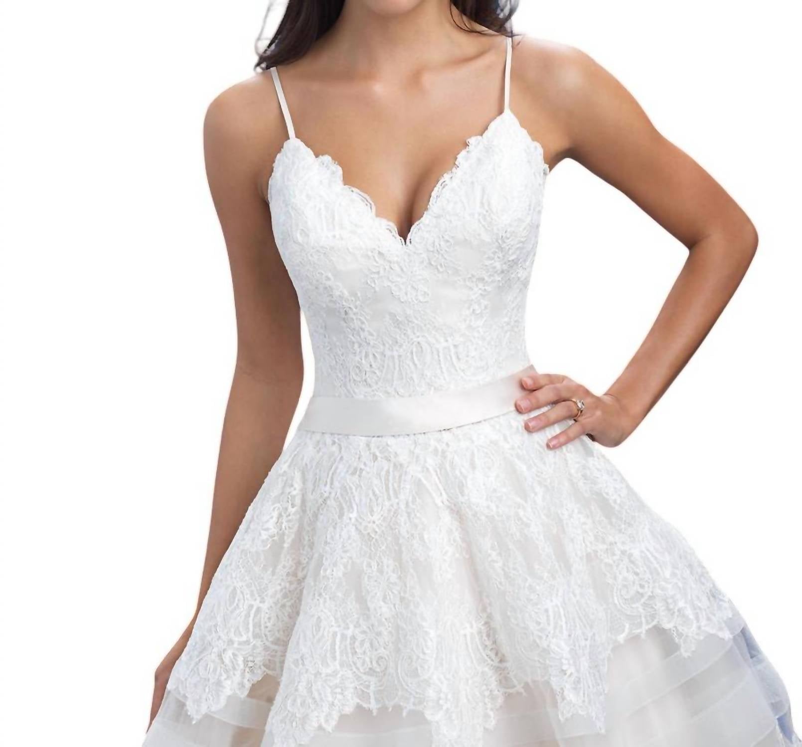 Allure Bridals - Lace Ballgown with Sheer Chiffon Stripes
