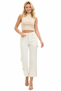 Risen - High Rise Wide Cuffed Pocket Detail Pants