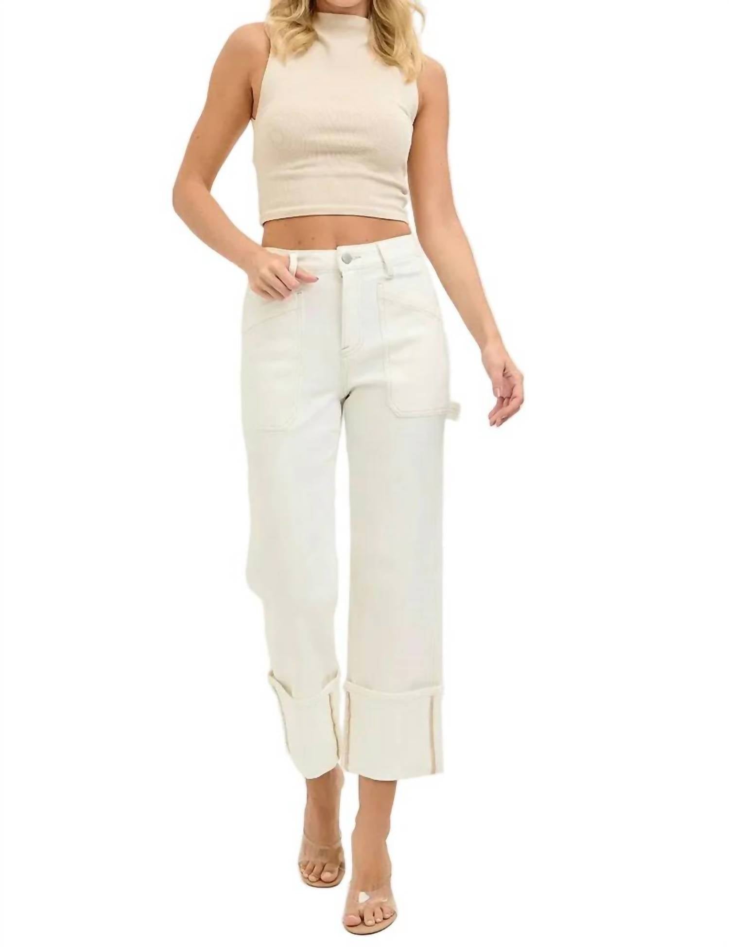 Risen - High Rise Wide Cuffed Pocket Detail Pants