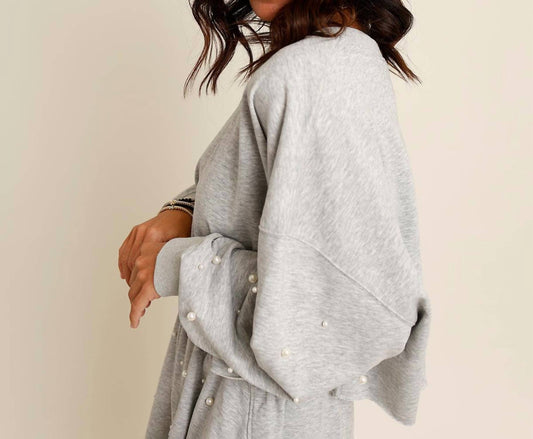 Peach Love - World Is Your Oyster Pearl Embellished Raw Hem Top