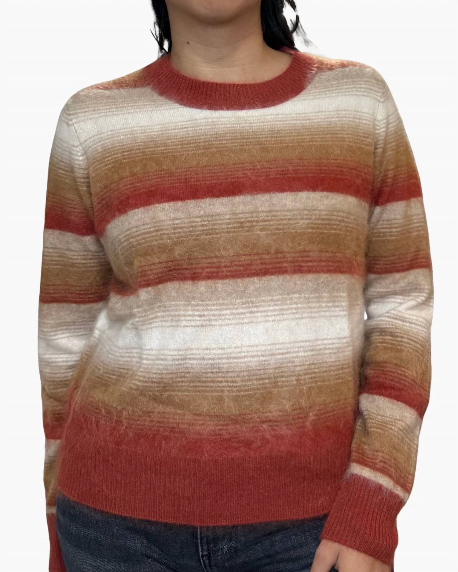 Autumn Cashmere - Brushed Ombre Stripe Crew Sweater