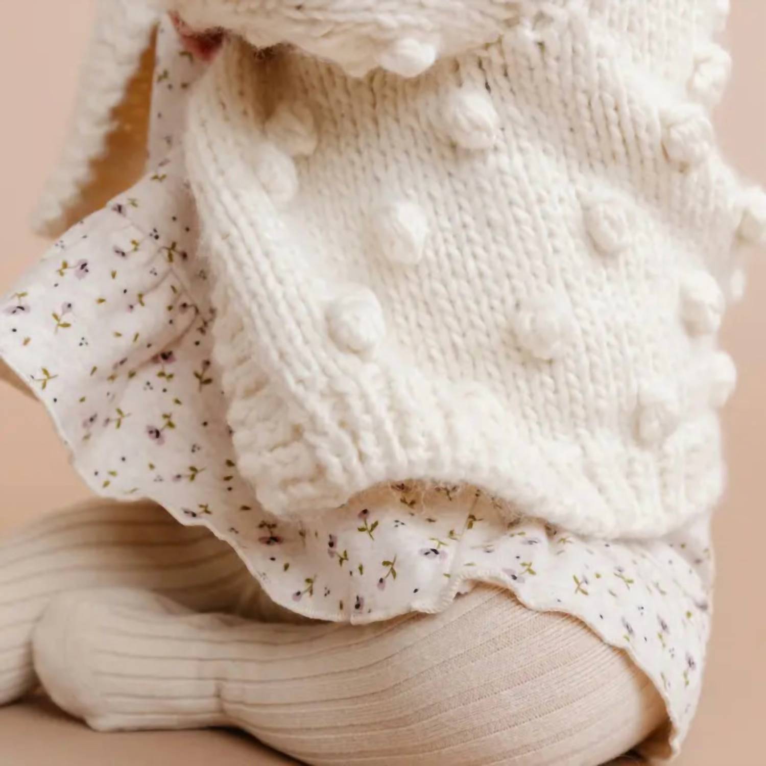 The Blueberry Hill Kid's Popcorn Knit Cardigan Sweater in cream - kids' sweater - view 4