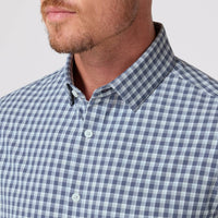 Mizzen + Main Leeward Trim Fit Long Sleeve Dress Shirt in dark slate todos plaid - men's shirt - detail view
