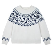 Jumper1234 Clover Crew Sweater in cream navy - women's sweater - detail view