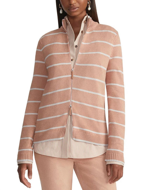 Lafayette 148 - BOMBER STRIPE ZIP CARDIGAN