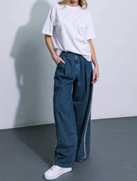 Flying Tomato - Frayline Wide Leg Jeans