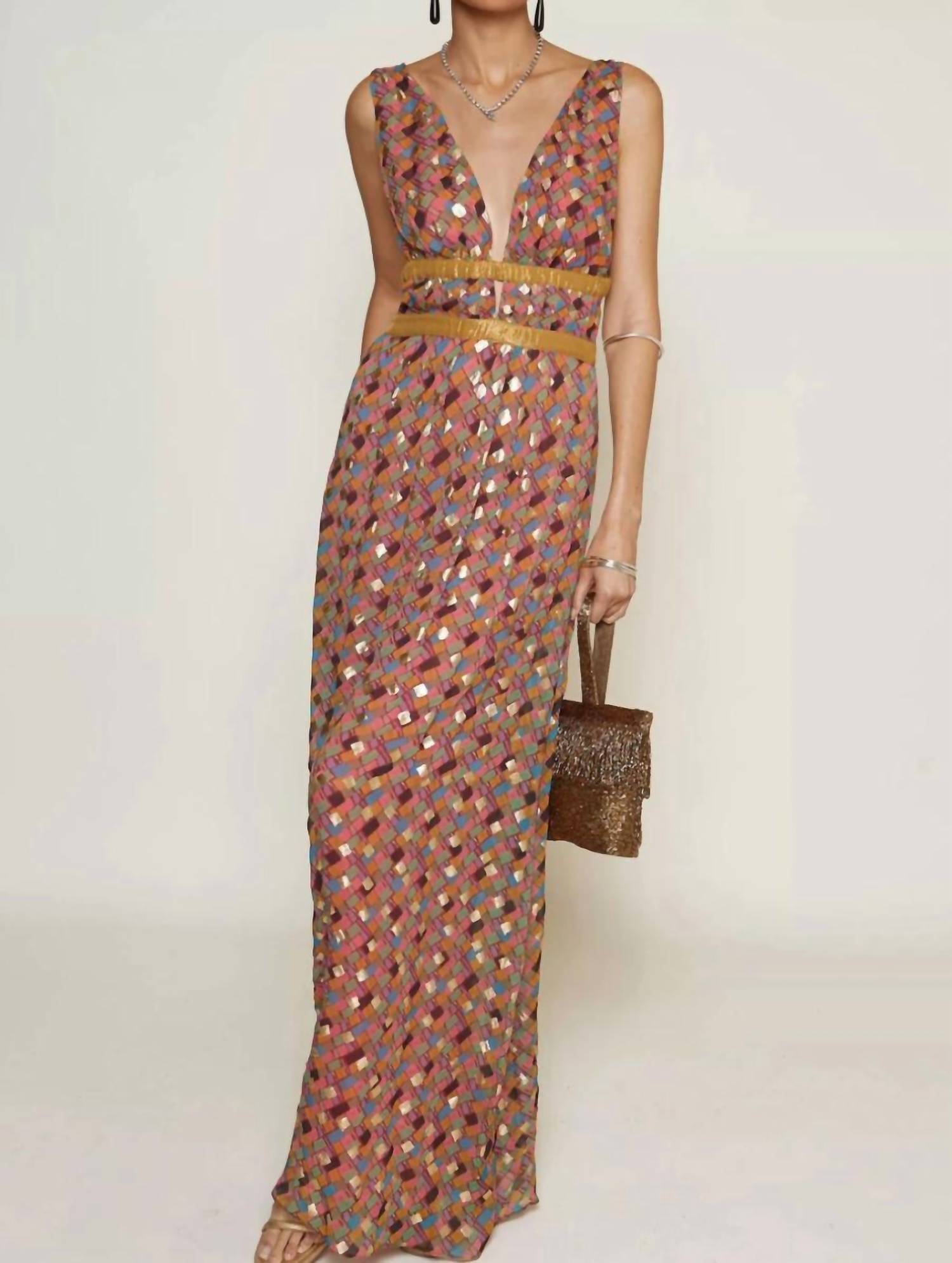 Rixo - Charlotte Lamé Chiffon Gown
