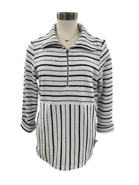 Habitat - Women's Weekend Terry Striped Quarter Zip Sweater
