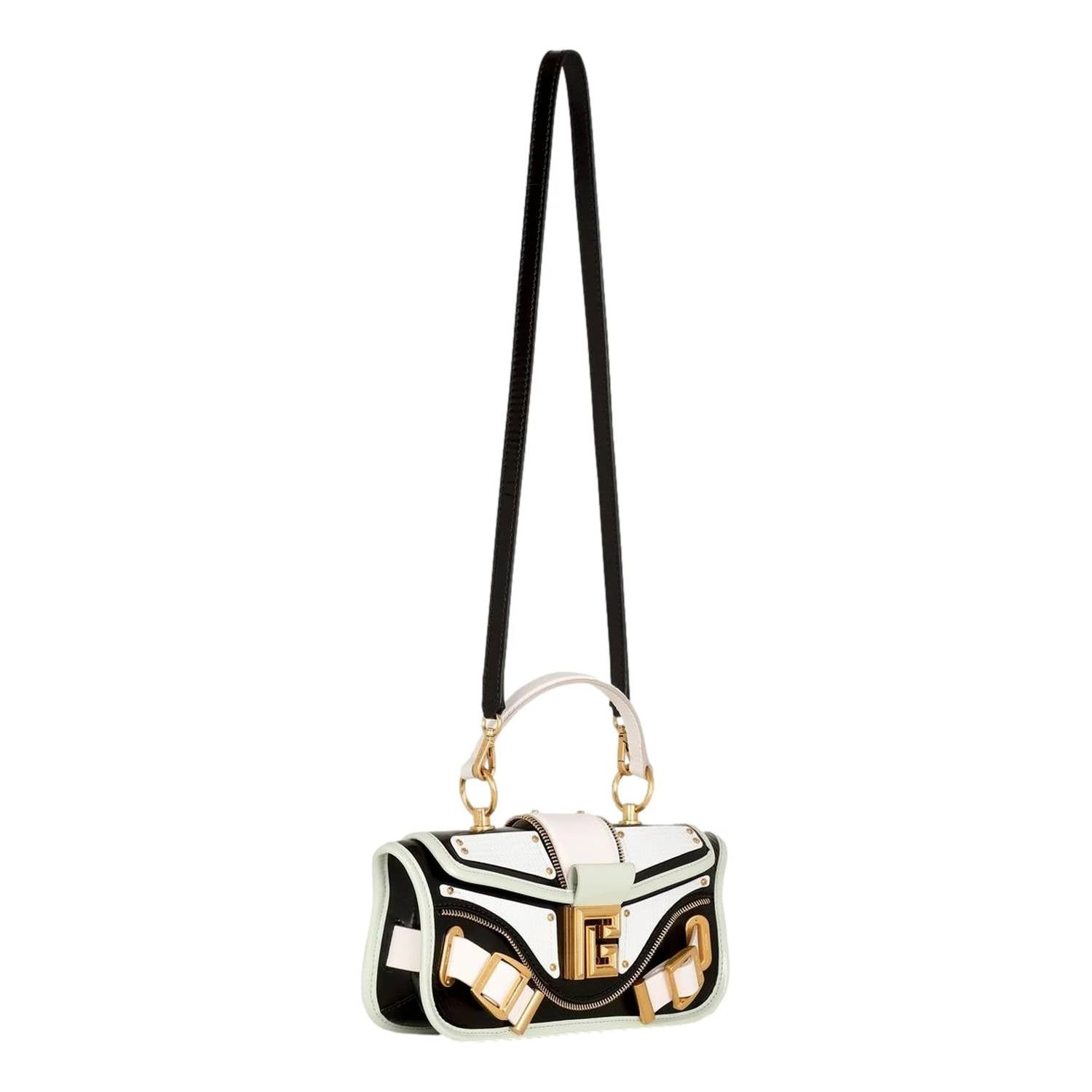 Balmain - Women's Blaze Leather Baguette Top Handle Crossbody Bag