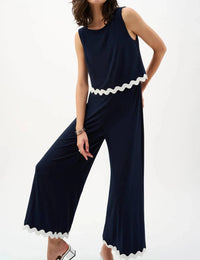 Joseph Ribkoff - Contrast Trim Sleeveless Culotte Jumpsuit