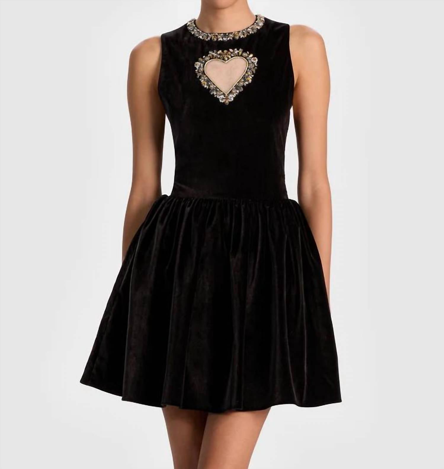 alice + olivia Ella Velvet Mini Dress in black - women's dress