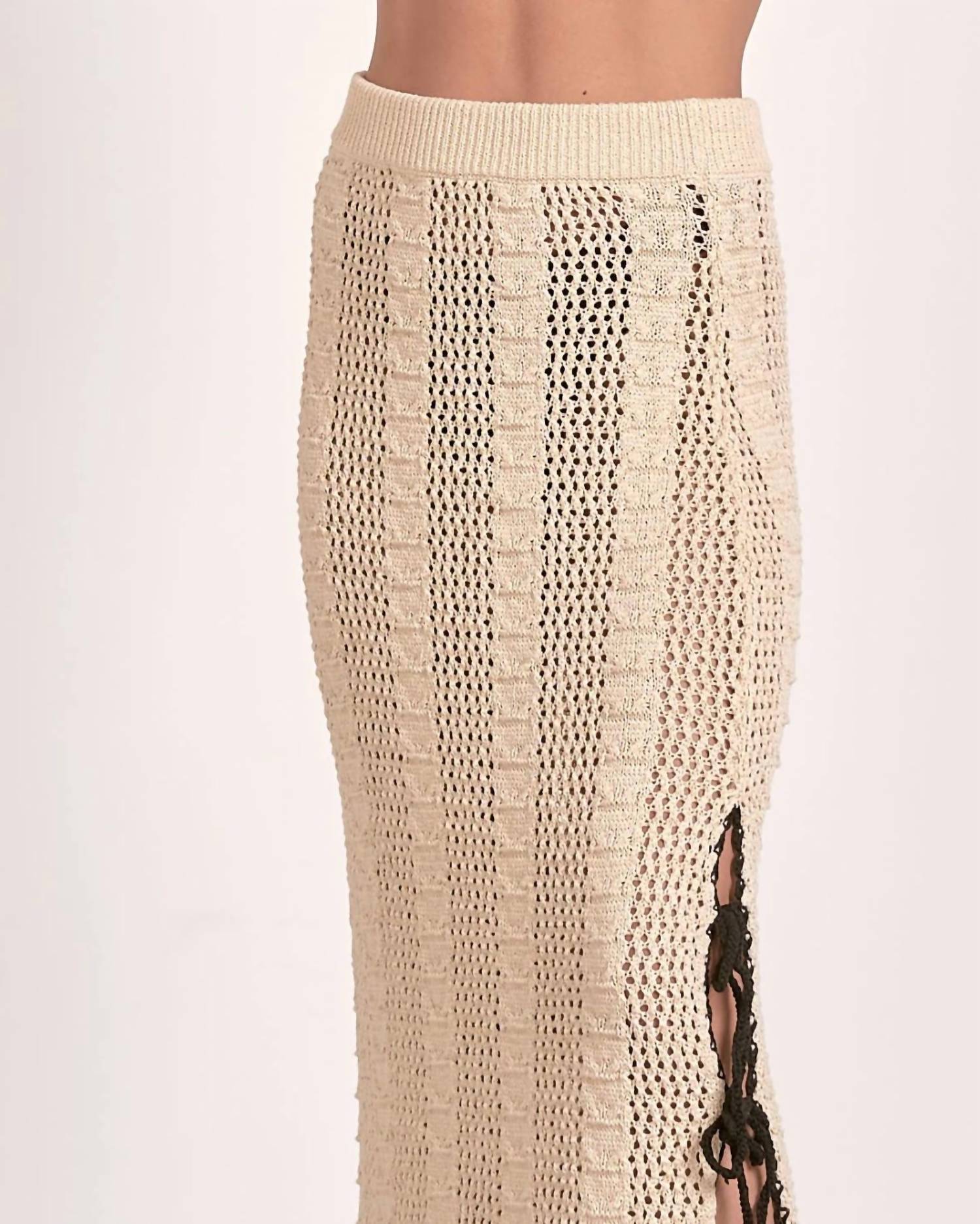 ELAN Crochet Lined Skirt in natural - women's skirt - detail view