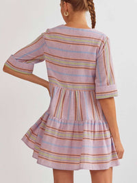 Entro - Striped Bell Sleeve Dress