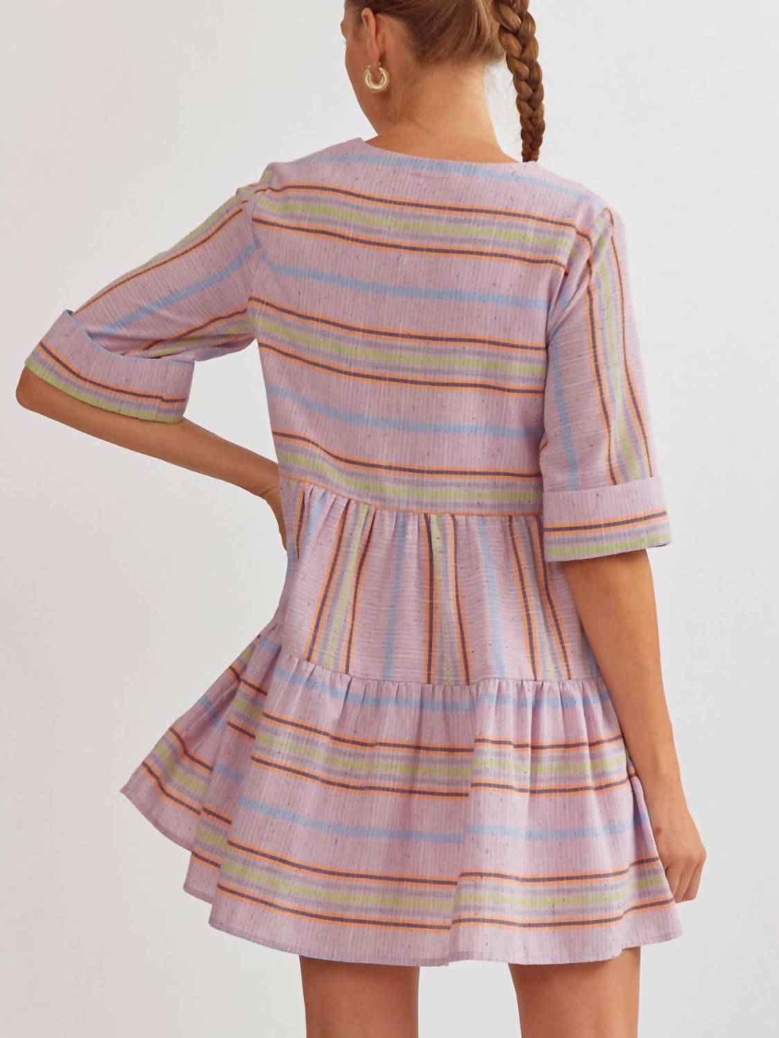 Entro - Striped Bell Sleeve Dress