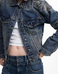 Desigual Women’s Studded Denim Jacket in blue - women's jacket - view 5