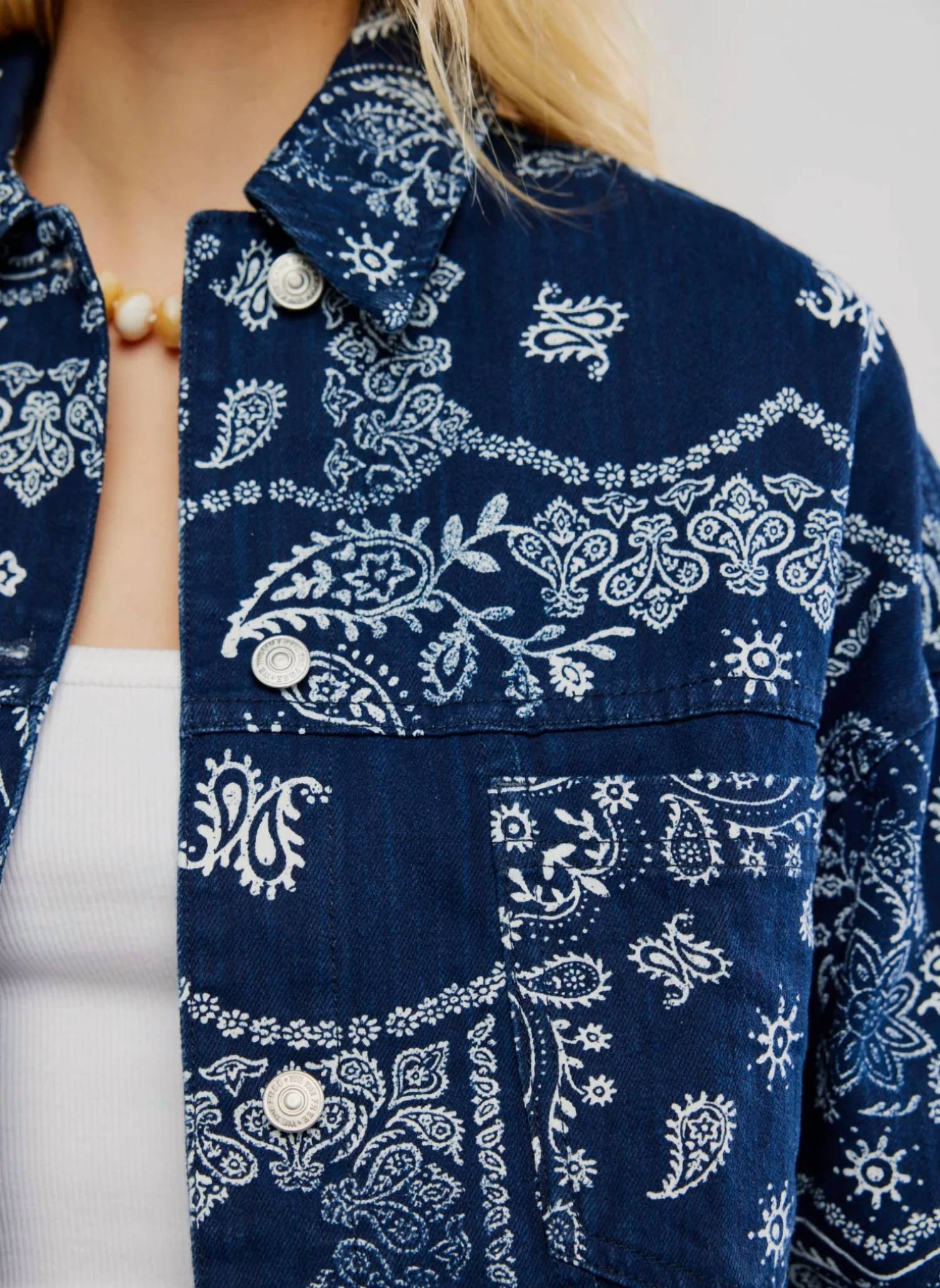 Free People - Opal Swing Printed Denim Jacket