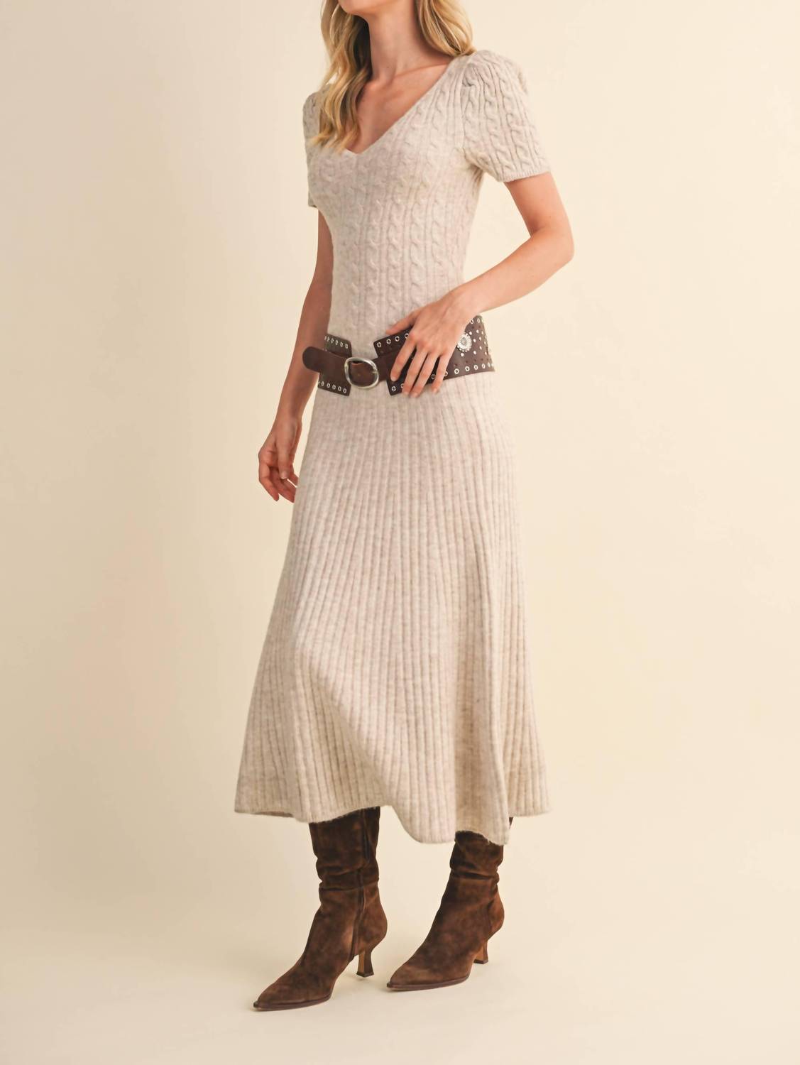 Klesis - Cable Knit Midi Sweater Dress