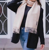 Kuzco Handmade Women's Alpaca Fur Scarf in beige - women's scarf - detail view
