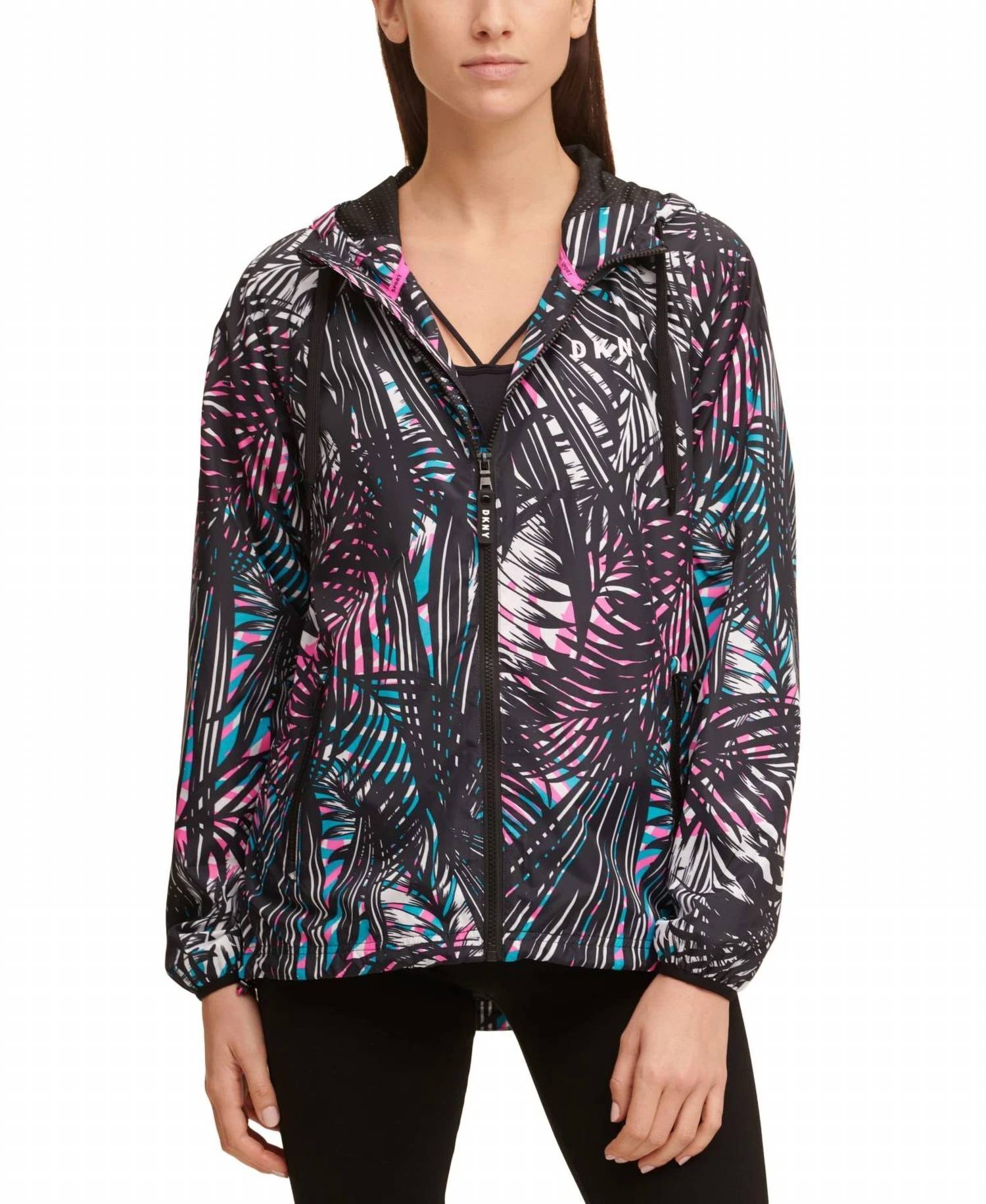 Dkny - DKNY Womens Activewear Sport Tropic Shade Printed Windbreaker