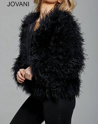 Jovani - Ostrich Feather Jacket