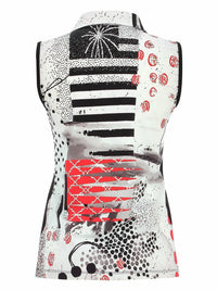 DOLCEZZA Sleeveless Knit Pullover in red black white - women's tank top - view 4