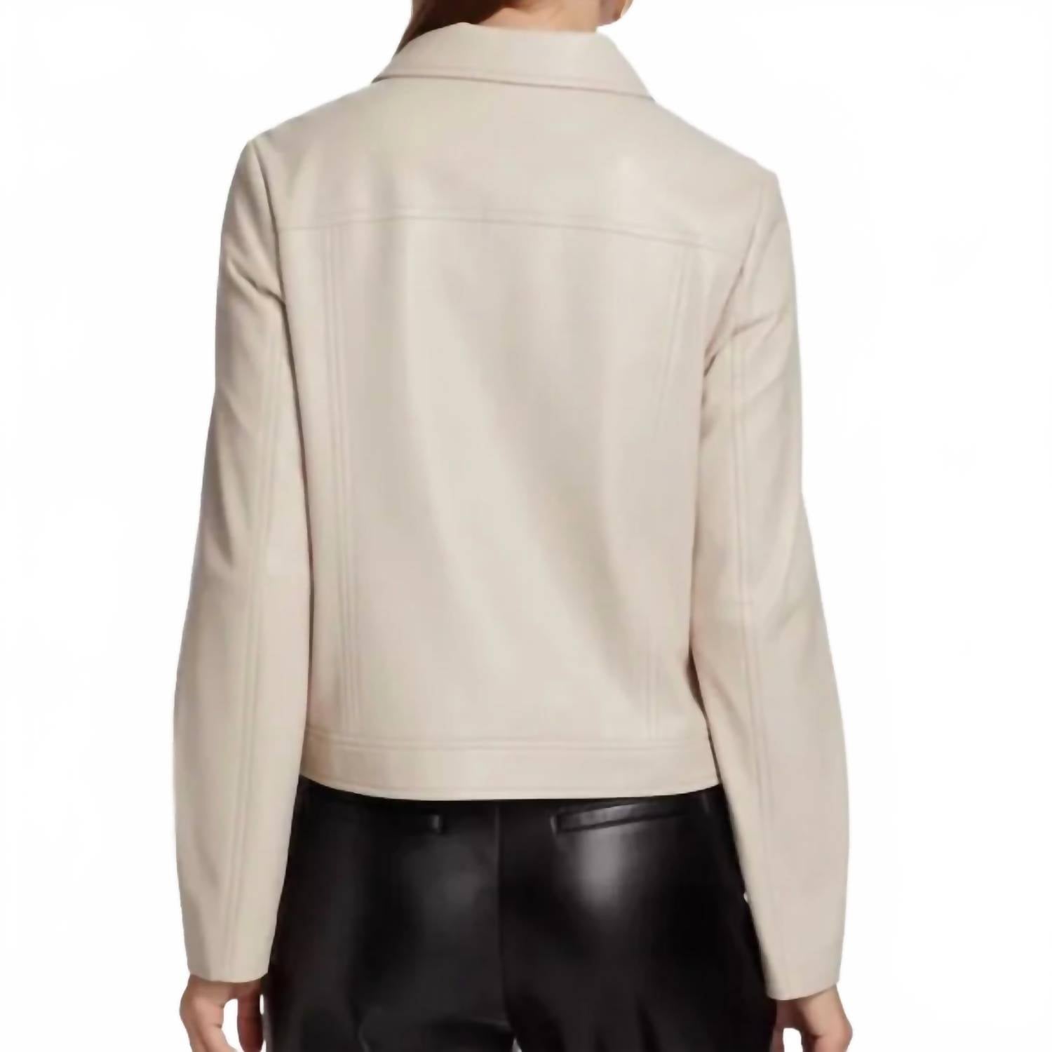 Elie Tahari - Vegan Leather Long Sleeve Jacket