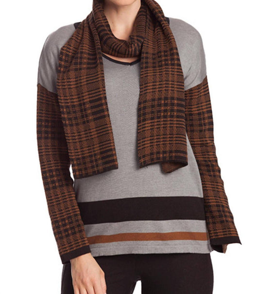 Houndstooth V-Neck W/ Scarf