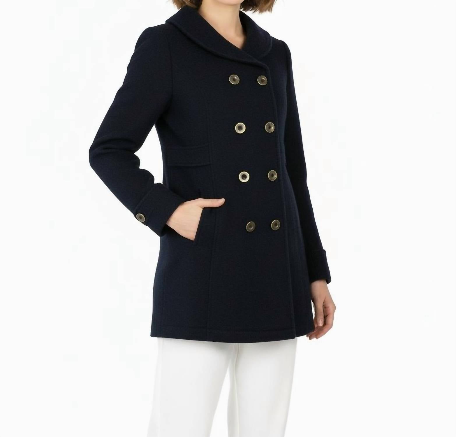 Tulle - Double Breasted Coat with Shawl Collar