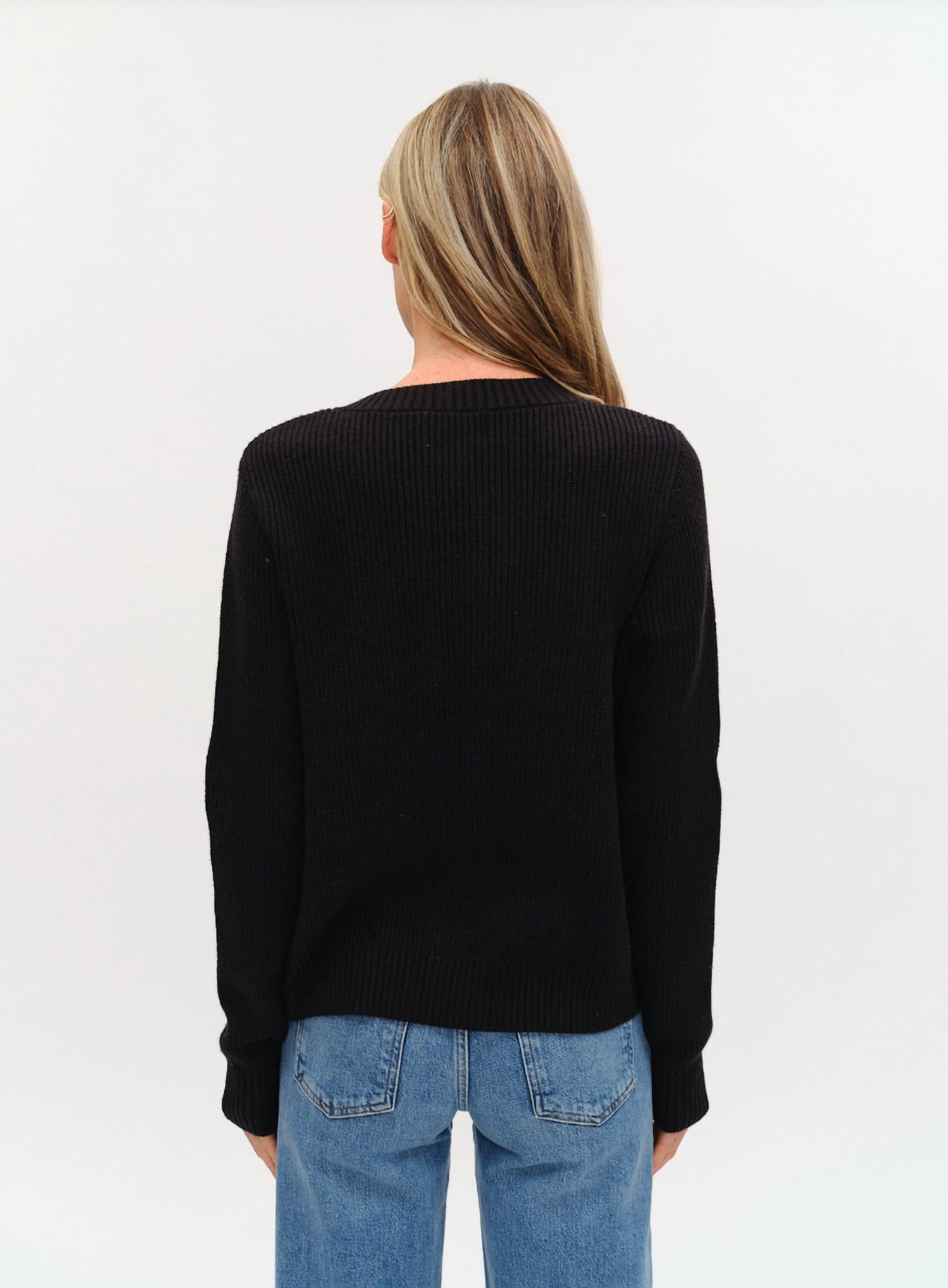 SIX/FIFTY Natalia Faux Leather Cardigan in black 1 - women's cardigan - view 5