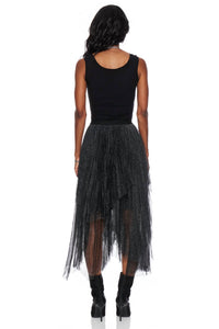 Miou Muse - Metallic Mesh Pleated Skirt