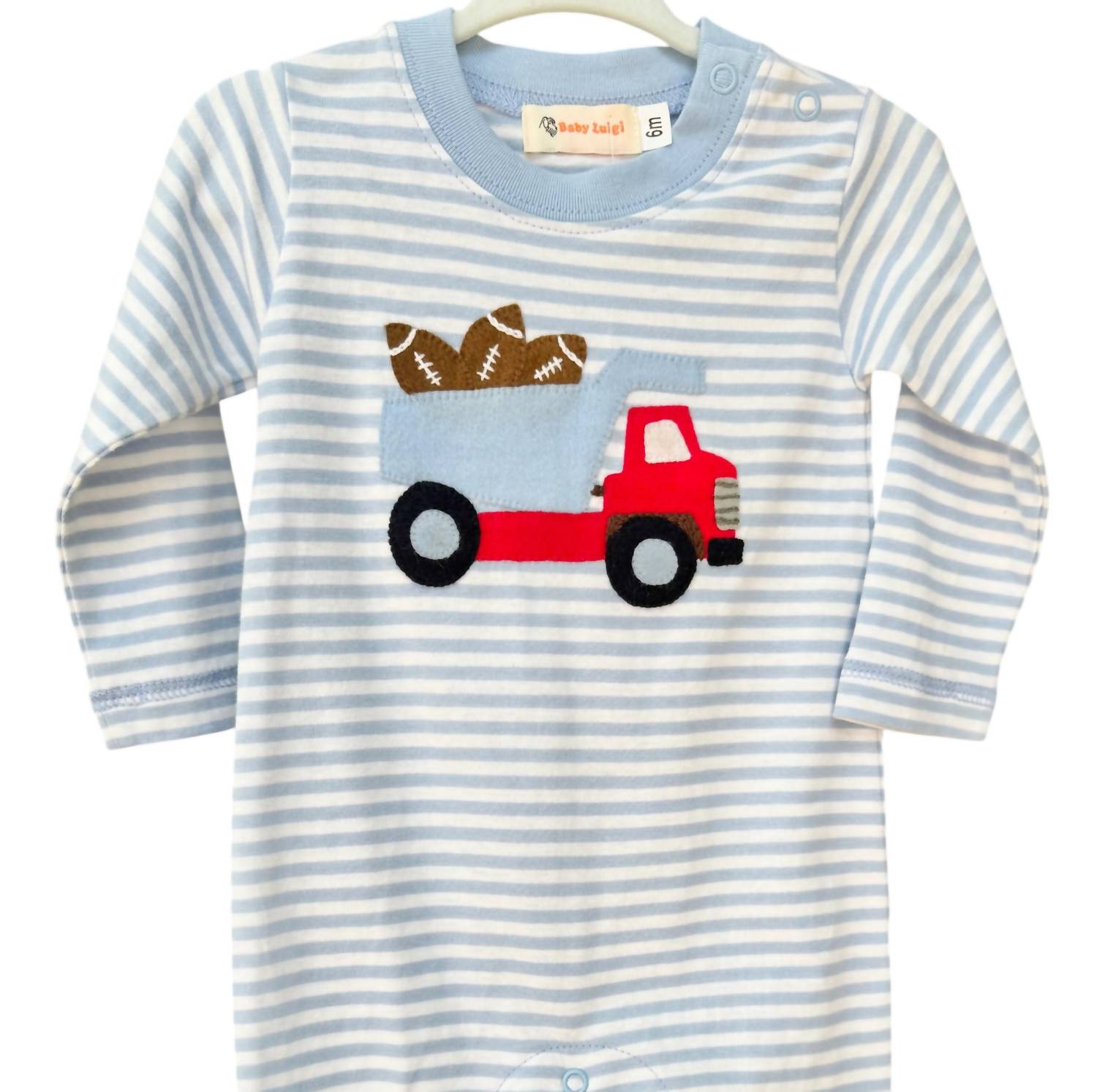 Luigi Kids Kids Football Dump Truck Playsuit in blue - kids' item - alternate view