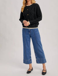 Bluivy - Button Down Cable Knit Cardigan
