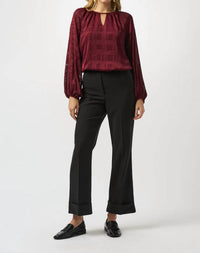 Joseph Ribkoff - Keyhole Neckline Long Puffed Sleeves Top