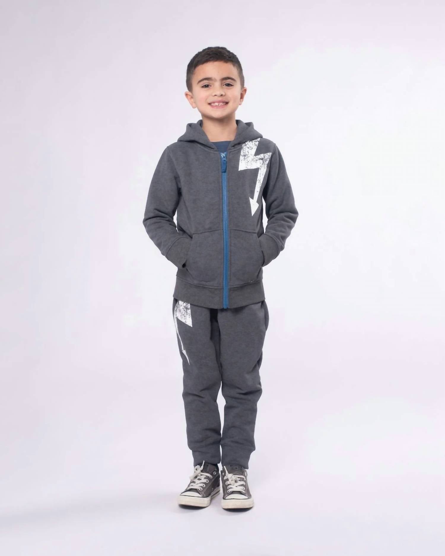 Appaman Sidewalk Lightning Bolt Sweatpants in washed grey - kids' joggers - alternate view