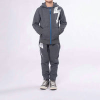 Appaman Sidewalk Lightning Bolt Sweatpants in washed grey - kids' joggers - detail view