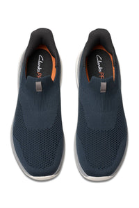Clarks Men's Pro Free Sneaker in navy knit - men's sneaker - detail view