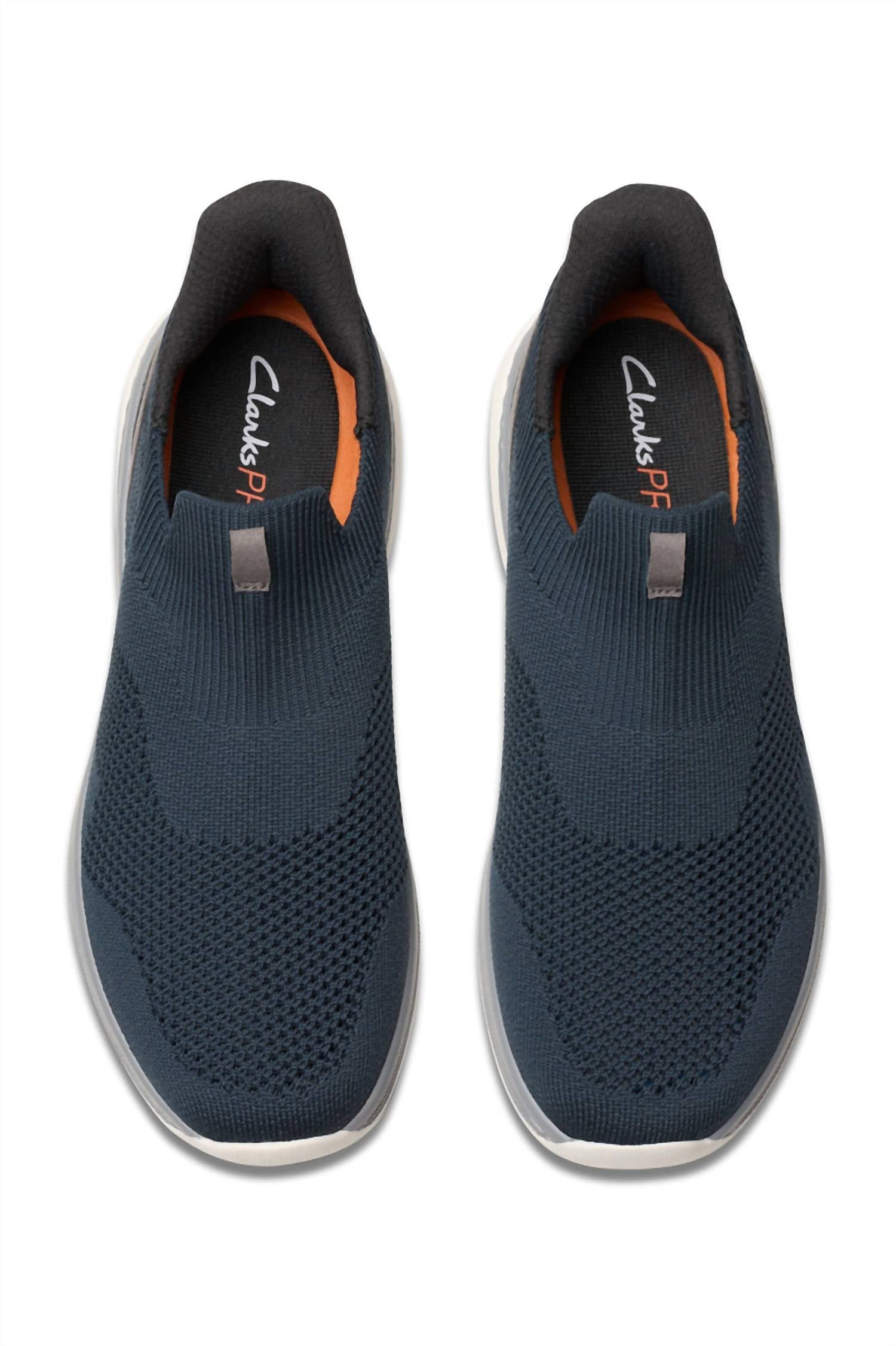 Clarks Men's Pro Free Sneaker in navy knit - men's sneaker - detail view