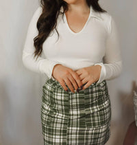 Style Rack Flora Split Cuff Top in white - women's shirt - detail view