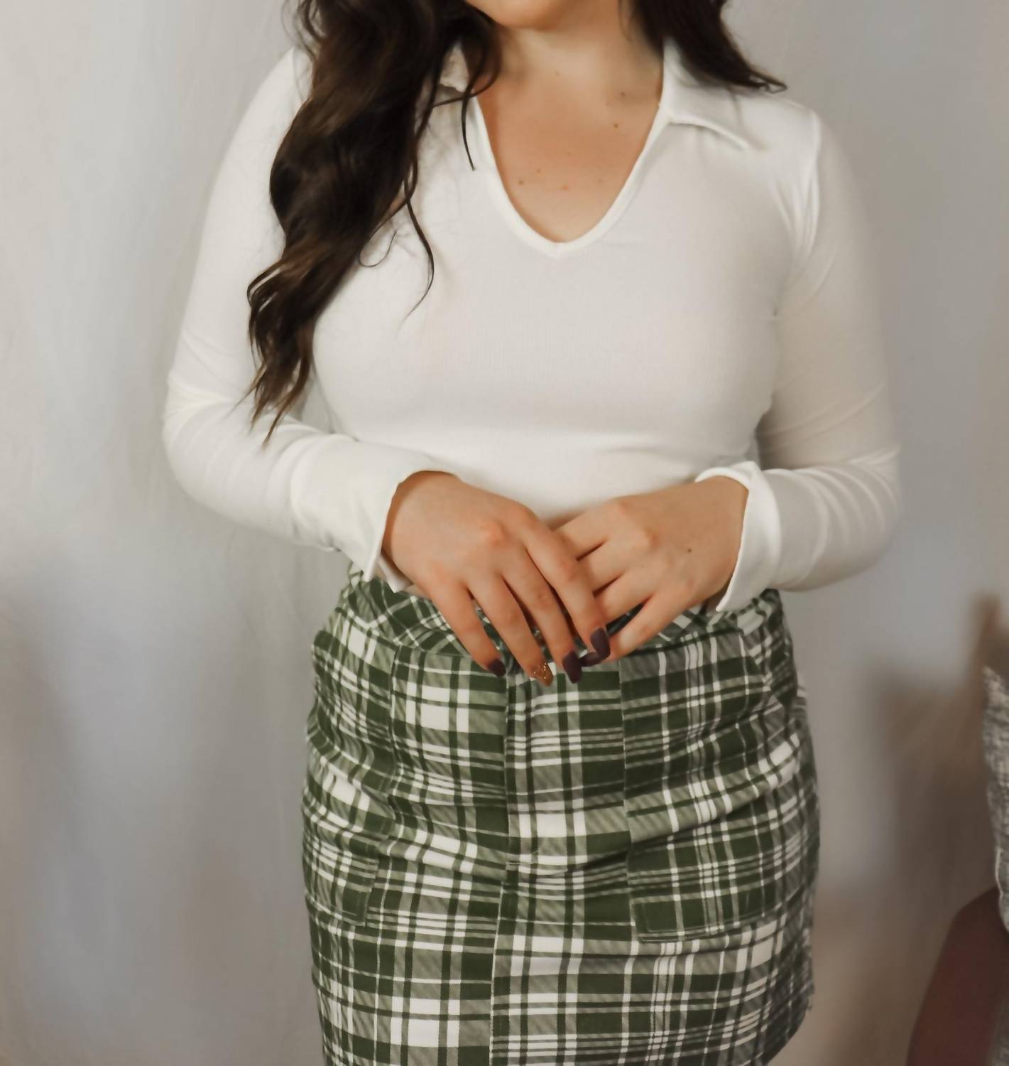 Style Rack Flora Split Cuff Top in white - women's shirt - detail view
