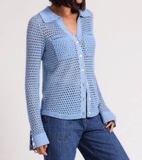 Minnie Rose - Plaited Mesh Button Down Shirt