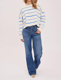 Gentle Fawn Stripe Crewneck Sweater in blue - women's sweater