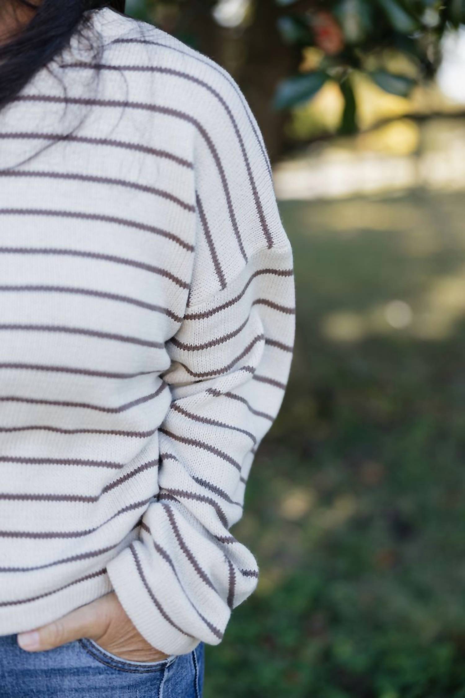Wishlist - Striped Drop Shoulder Sweater Top