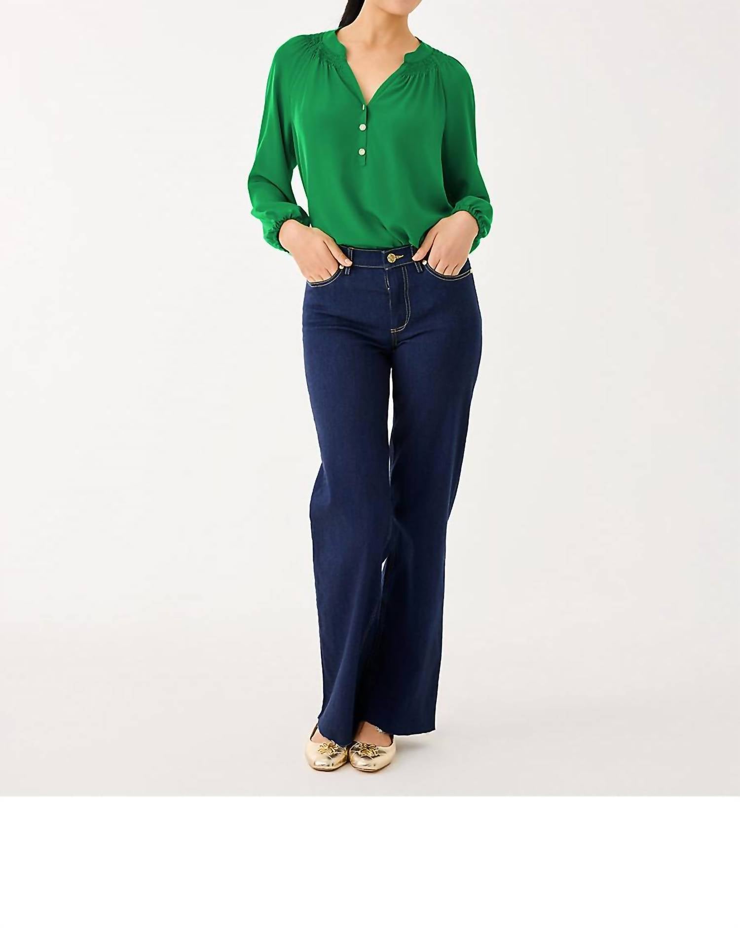 Lilly Pulitzer Elsa Silk Top in bamboo green - women's blouse
